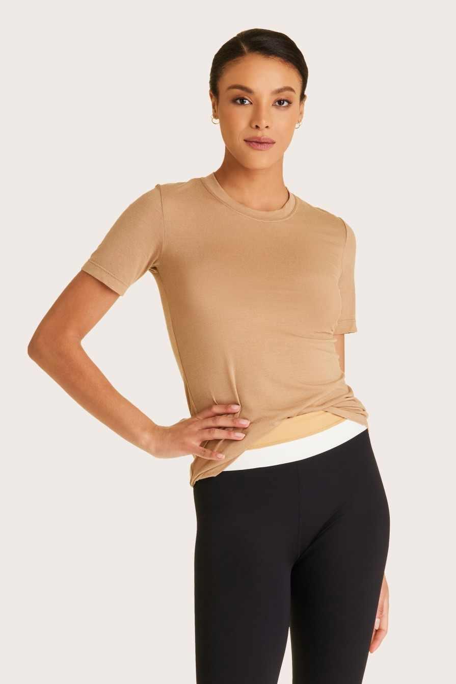 Tops ALALA | Washable Cashmere Tee - Camel Washable Cashmere Tee | Alala