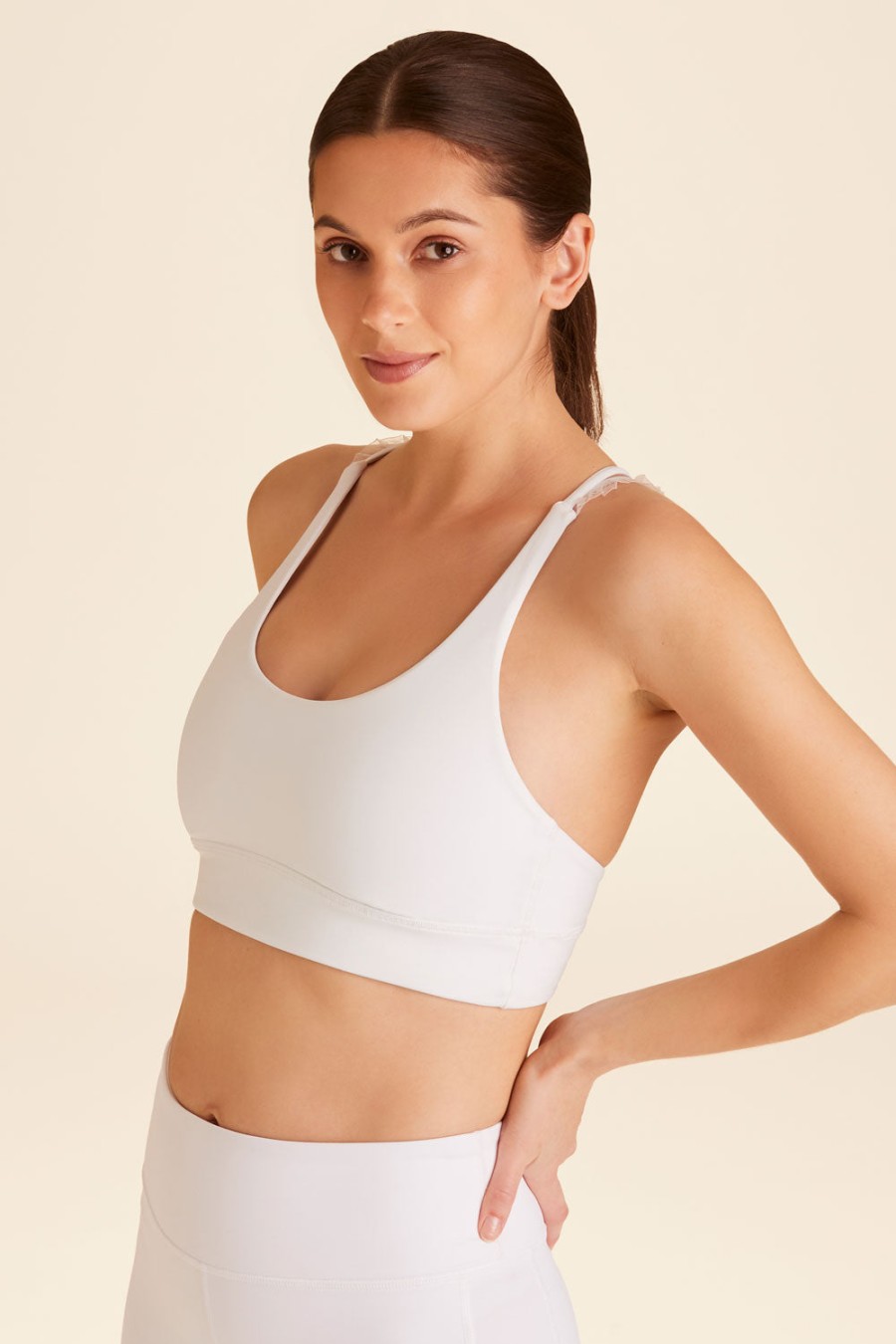 Tops ALALA | Ribbon Bra - White Leisure Bra | Womens Sports Bra | Alala