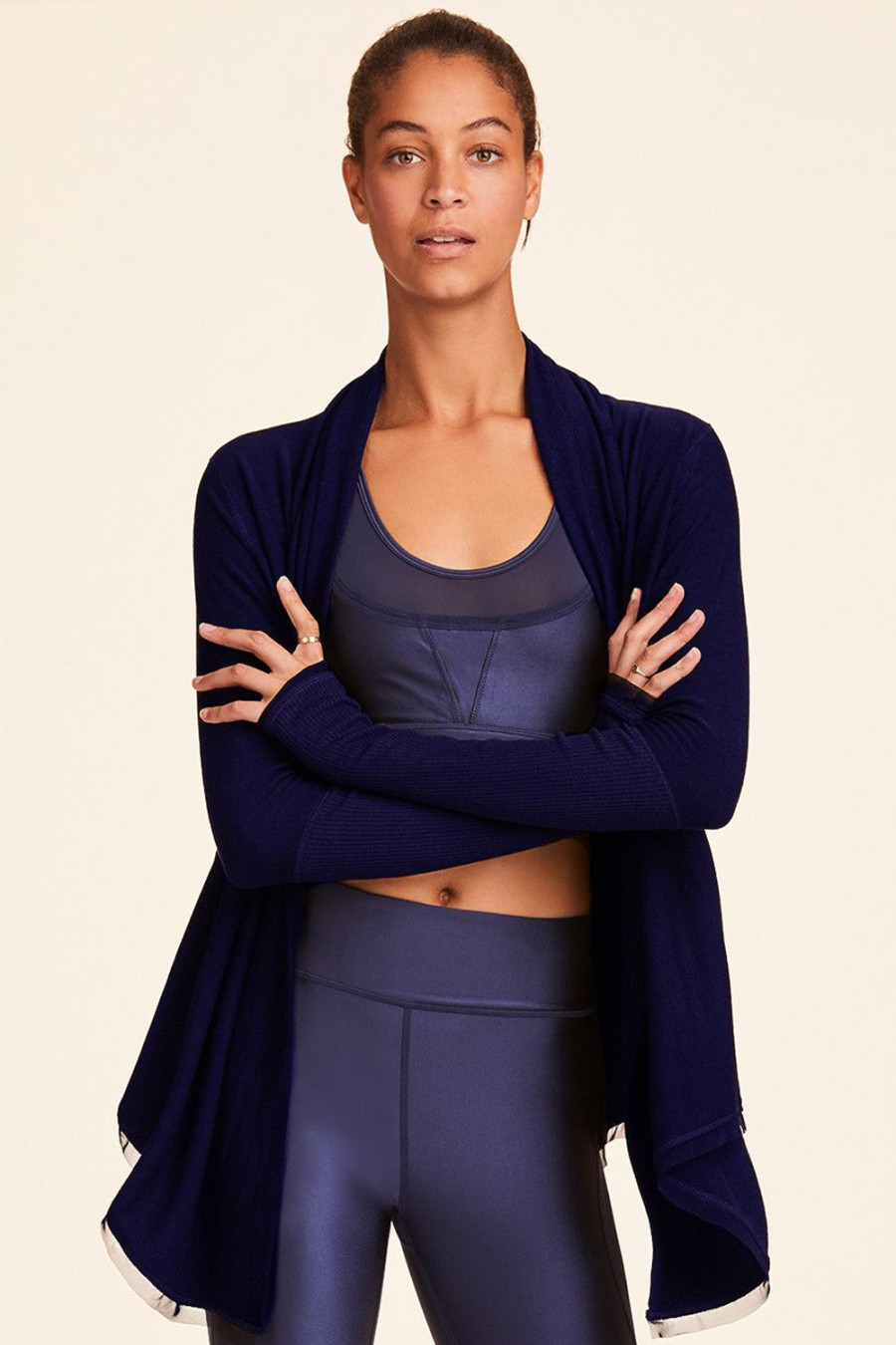 Tops ALALA | Jet Set Cardigan - Dark Blue Cardigan - Athletic Cardigan | Alala