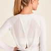 Tops ALALA | Tie Back Long Sleeve - White Flowy Shirt | Womens Workout Shirts | Alala