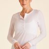 Tops ALALA | Breakers Henley - White Long Sleeve Henley | Women'S Henley Top | Alala